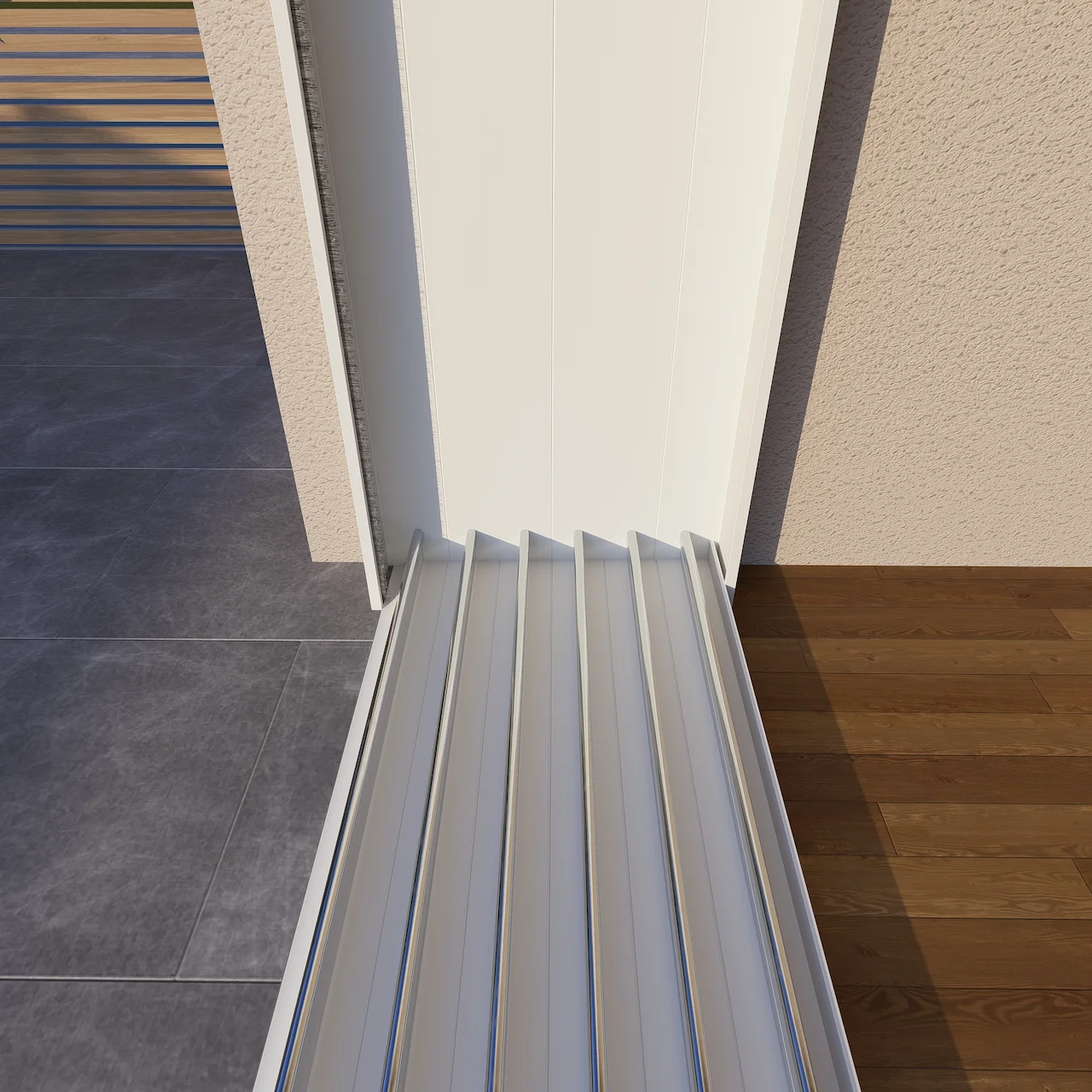 6 Rail Glazen Schuifwand Onderrail Wit